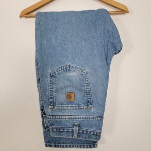 Carhartt Jeans Leather Patch Made In USA Cotton Denim 07  W37 X IN30